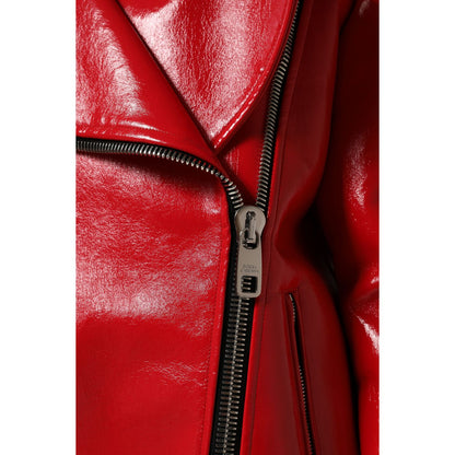 Dolce & Gabbana Red Lambskin Full Zipper Jacket