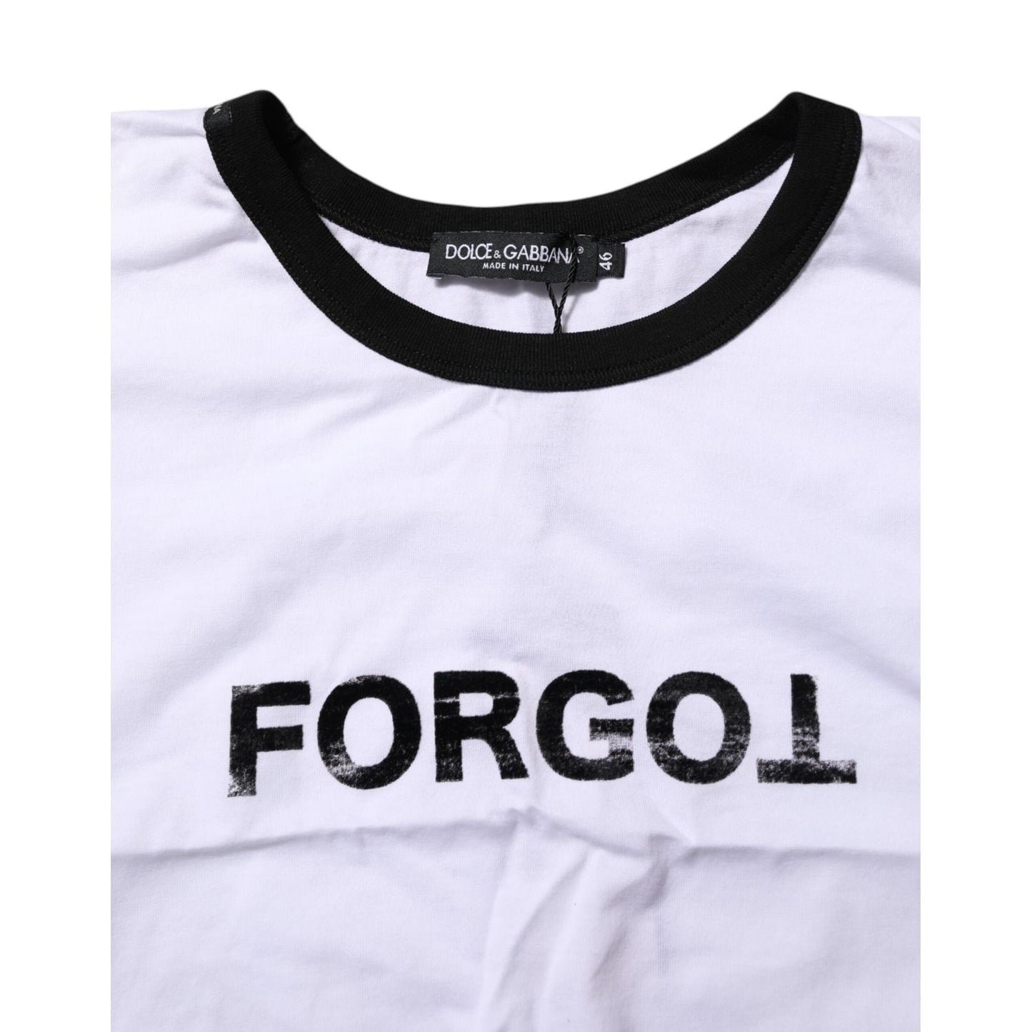 Dolce & Gabbana White Graphic Print Crew Neck Cropped T-shirt