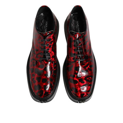 Dolce & Gabbana Red Leopard Derby Formal Men Dress Shoes
