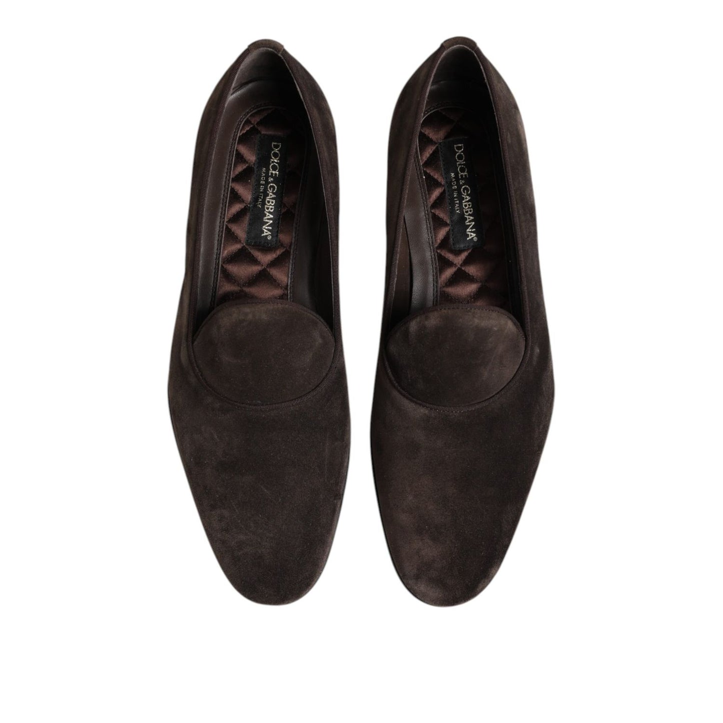 Dolce & Gabbana Brown Velvet Leather Slip On Loafers Shoes