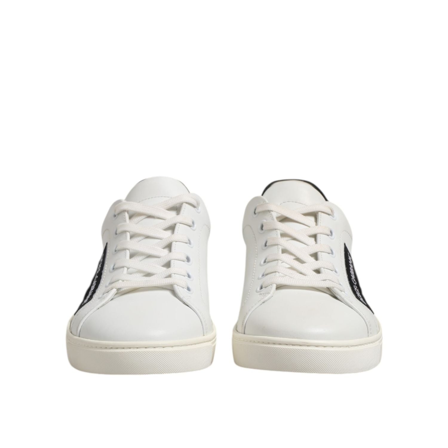 Dolce & Gabbana White Black Leather Lace Up Men Sneakers Shoes