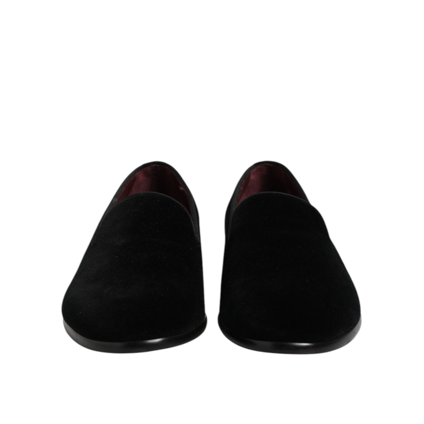 Dolce & Gabbana Black Velvet Slip On Loafers Formal Shoes