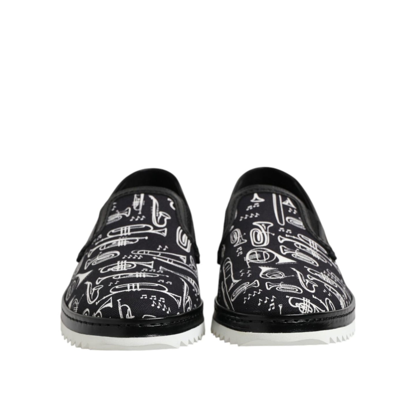Dolce & Gabbana Black Slip On Printed Men Loafers Shoes