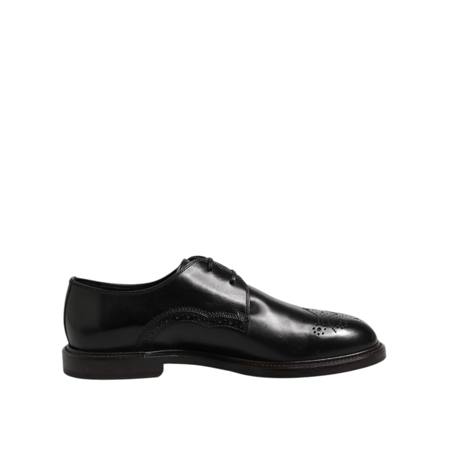 Dolce & Gabbana Black Leather Derby Wingtip Formal Shoes