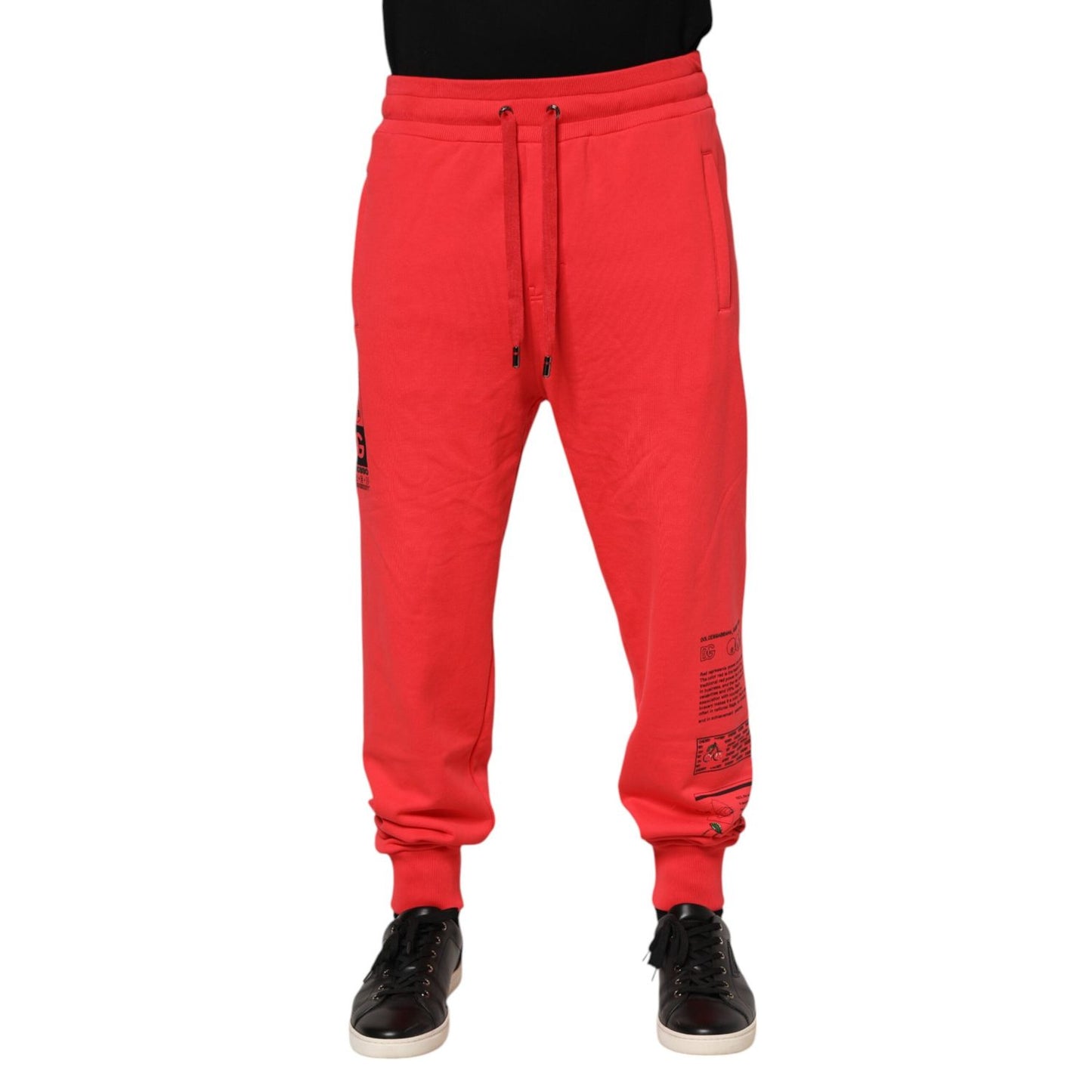 Dolce & Gabbana Red Cotton Men Jogger Sweatpants Pants