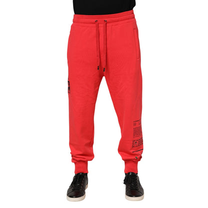 Dolce & Gabbana Red Cotton Men Jogger Sweatpants Pants