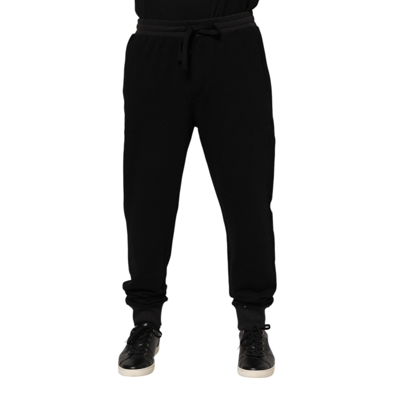 Dolce & Gabbana Black Cotton Crown Jogger Sweatpants Pants