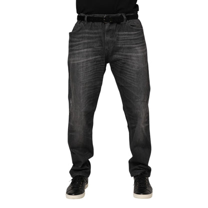 Dolce & Gabbana Gray Washed Cotton Loose Denim Jeans
