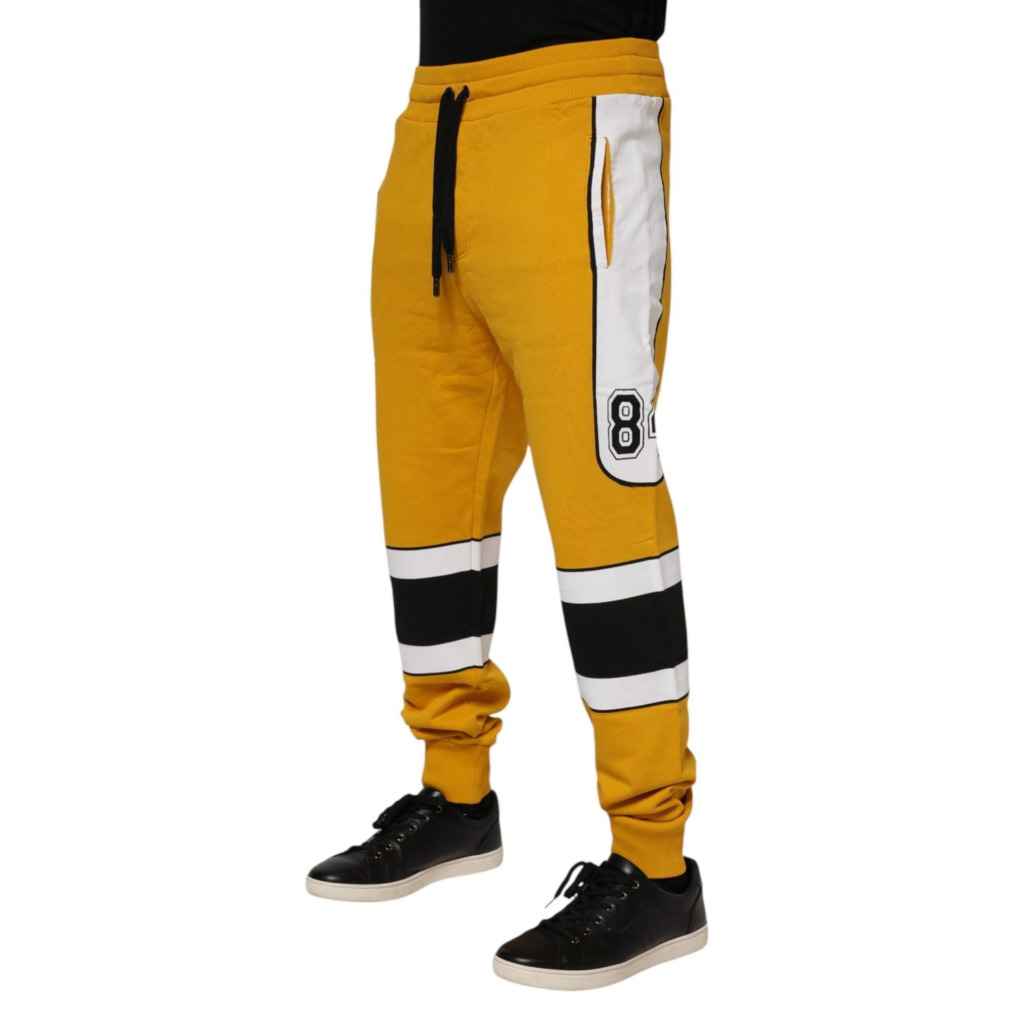 Dolce & Gabbana Yellow Cotton Logo Jogger Sweatpants Pants