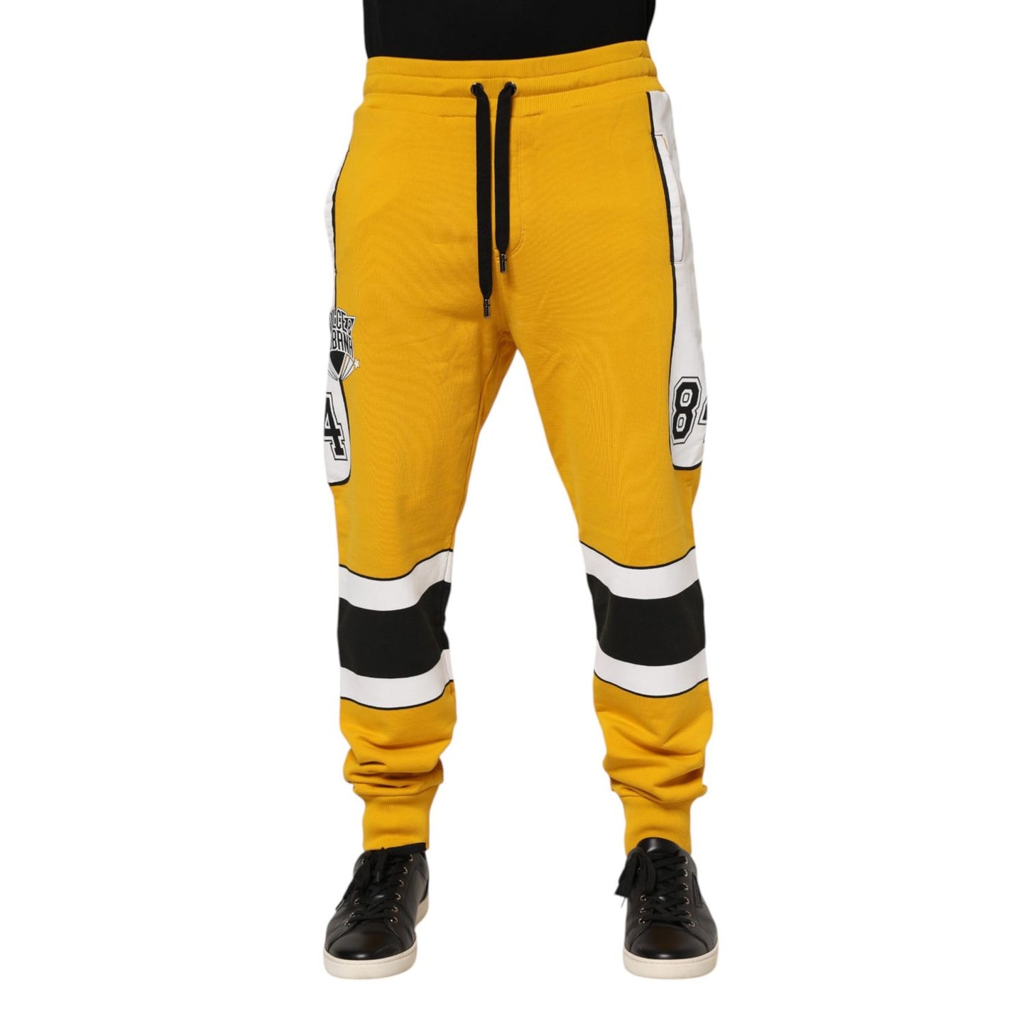 Dolce & Gabbana Yellow Cotton Drawstring Jogger Pants