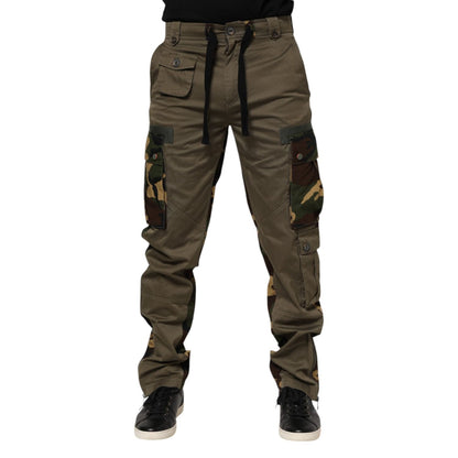 Dolce & Gabbana Brown Cotton Camouflage Cargo Pants