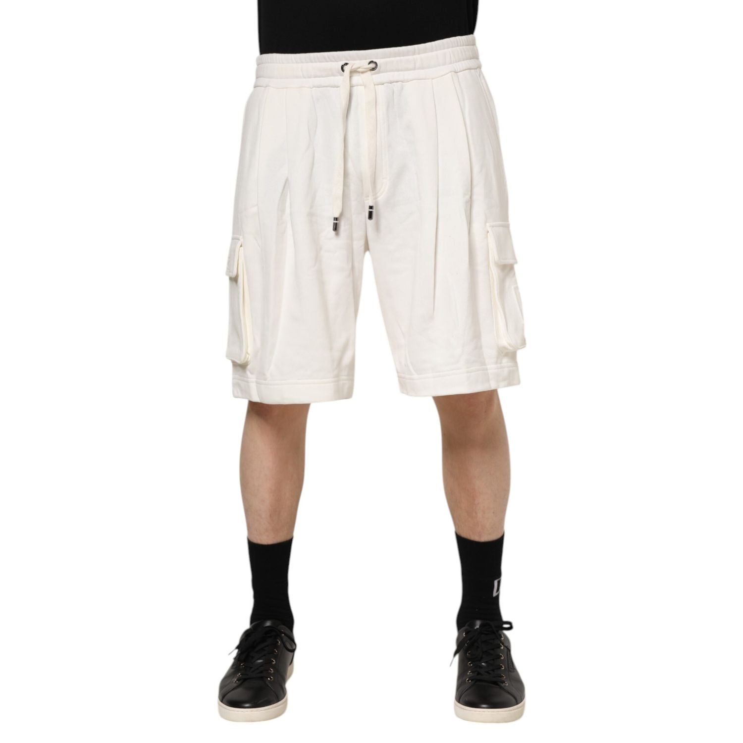 Dolce & Gabbana White Cotton Cargo Bermuda Sweatshorts Shorts