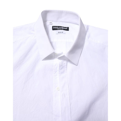 Dolce & Gabbana White Cotton GOLD Long Sleeves Formal Shirt