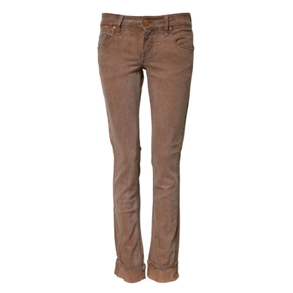 Acht Brown Cotton Slim Fit Denim Low Waist Jeans