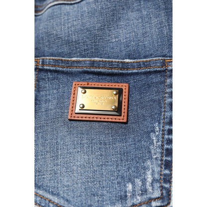 Dolce & Gabbana Blue Rhinestone Embellished Denim Jeans