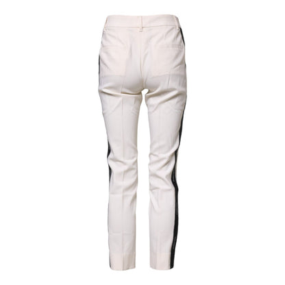 Dolce & Gabbana White Wool Tapered High Waist Pants