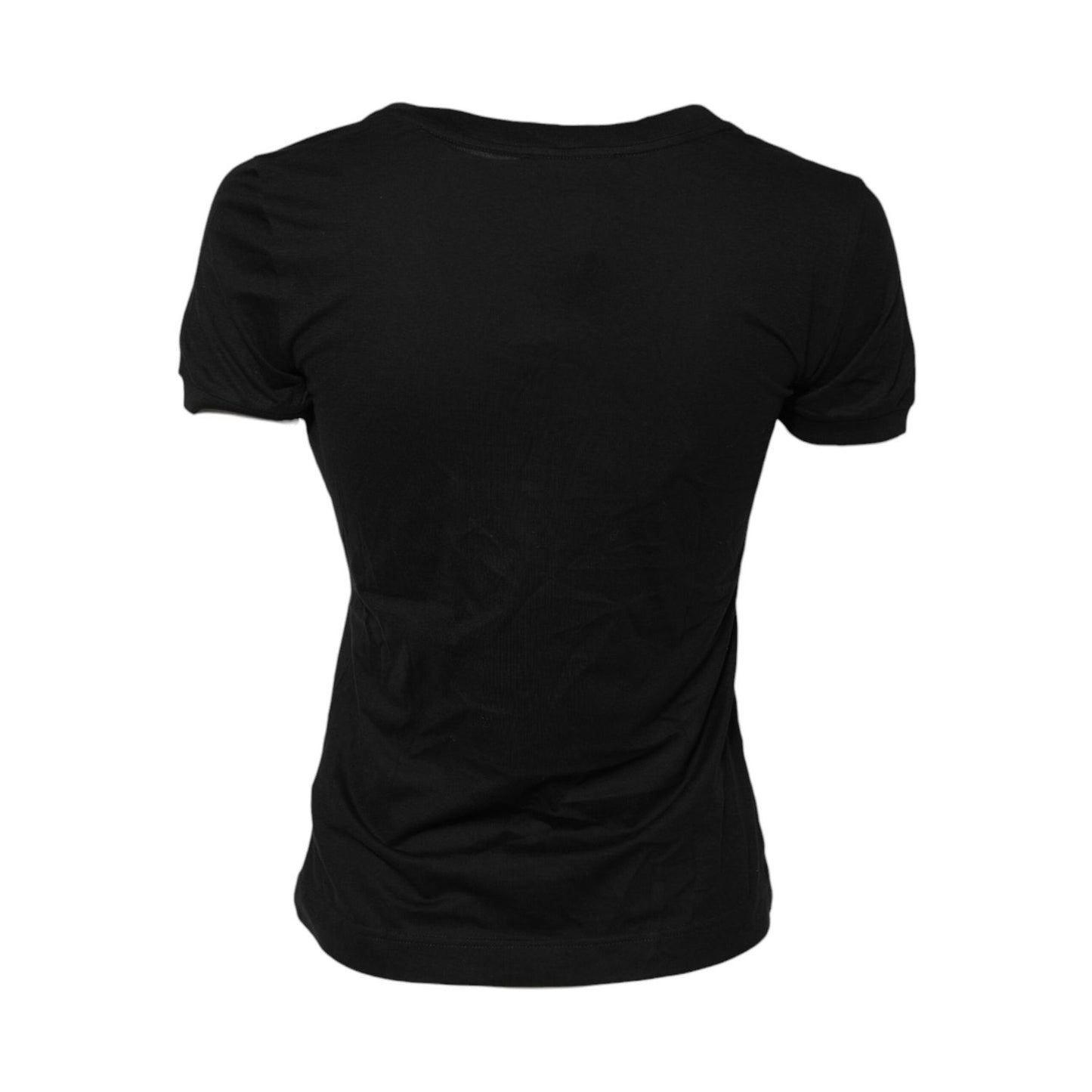 Dolce & Gabbana Black Cotton Short Sleeves Round Neck T-shirt