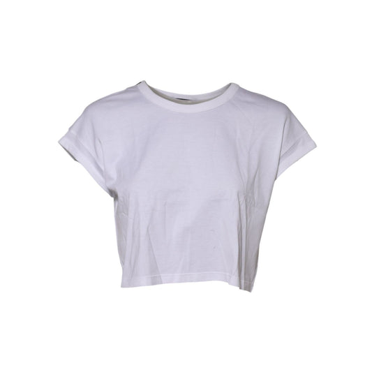 Dolce & Gabbana White Cotton Short Sleeves Cropped T-shirt
