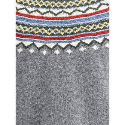 Nordic-style weave on Dsquared² Gray Fleece Wool Sweatshirt with ribbed textures.