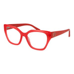 Guess Pink Women Glasses Frame in rose acetate with full-rim square style and demo lenses, size 53-17-145, includes branded case.