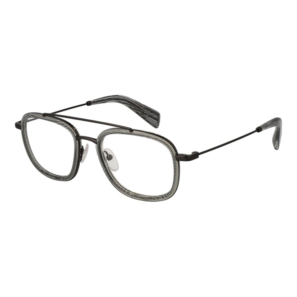 Yohji Yamamoto Gray Men Glasses Frame in plastic aviator style with full-rim design.