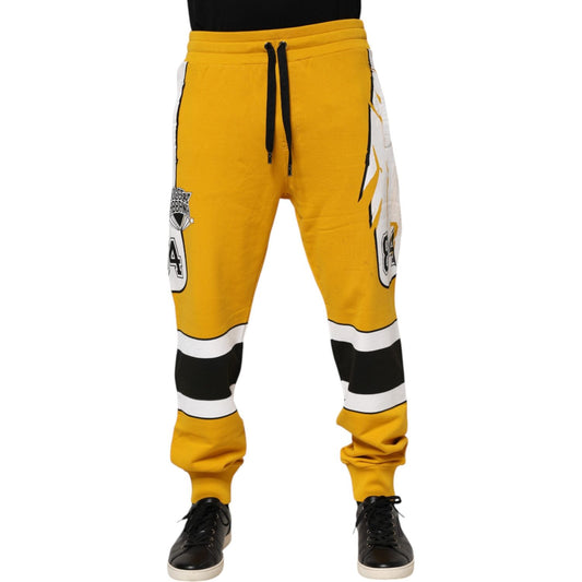 Dolce & Gabbana Yellow Cotton Printed Sweatpants Jogger Pants PAN76382-48