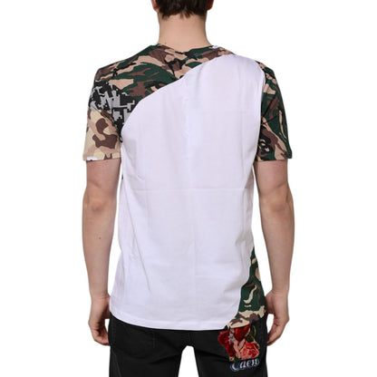 Dolce & Gabbana White Camouflage Cotton Men Crew Neck T-shirt