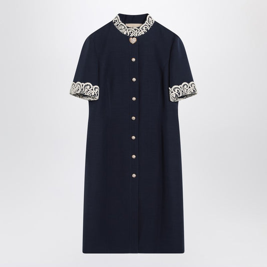 Valentino Indigo blue dress with macramÃ&copy; trim 7B3VAG101CF/R_VALE-R7D_102