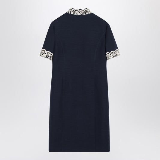 Valentino Indigo blue dress with macramÃ&copy; trim 7B3VAG101CF/R_VALE-R7D_102