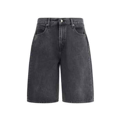 7FOR Black Cotton Bermuda Shorts
