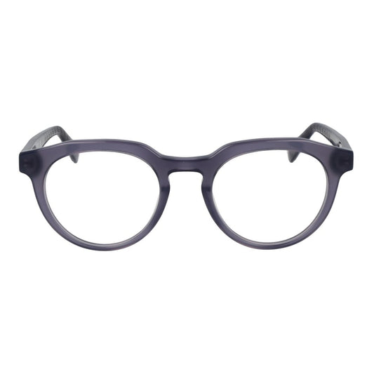 Guess Gray Men Glasses Frame in full-rim round design, acetate material, demo lenses, 49-20-145 size, includes branded case.