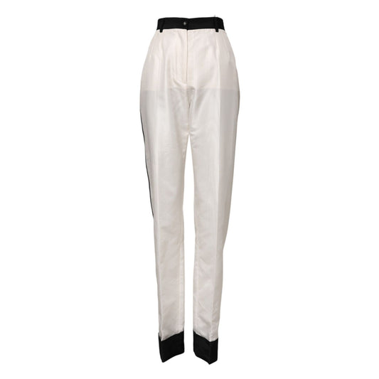 Dolce & Gabbana White High Waist Straight Dress Trouser Pants
