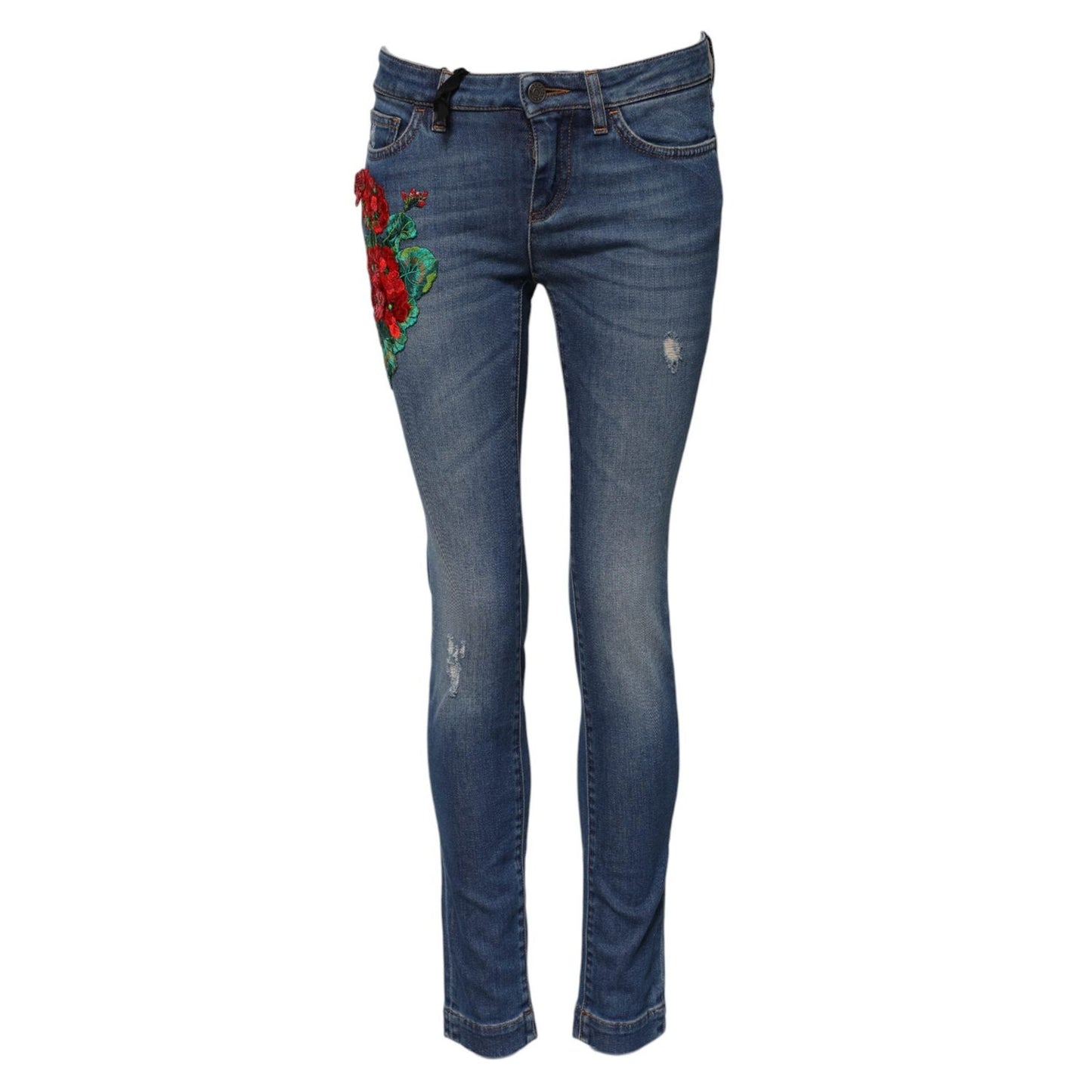 Dolce & Gabbana Blue Cotton Low Waist Skinny Denim Jeans