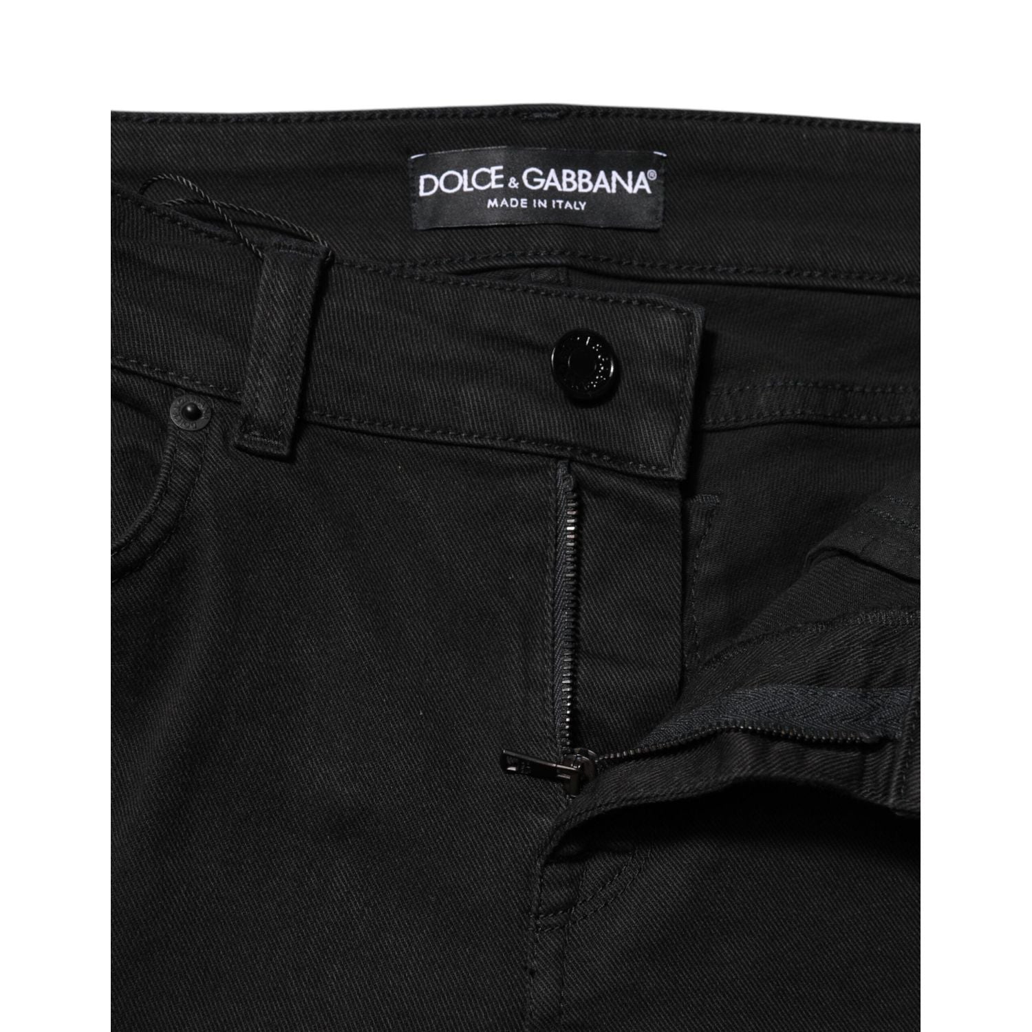 Dolce & Gabbana Black Cotton Skinny Mid Waist Denim Jeans