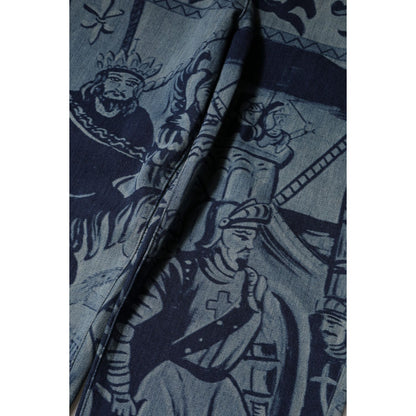 Dolce & Gabbana Blue Graphic Print Tapered Denim Jeans