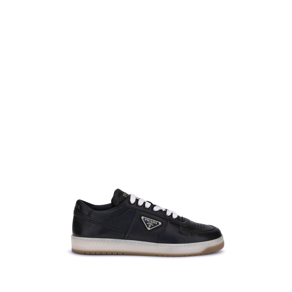 Prada Black Calf Leather Bos Taurus Low Top Sneakers