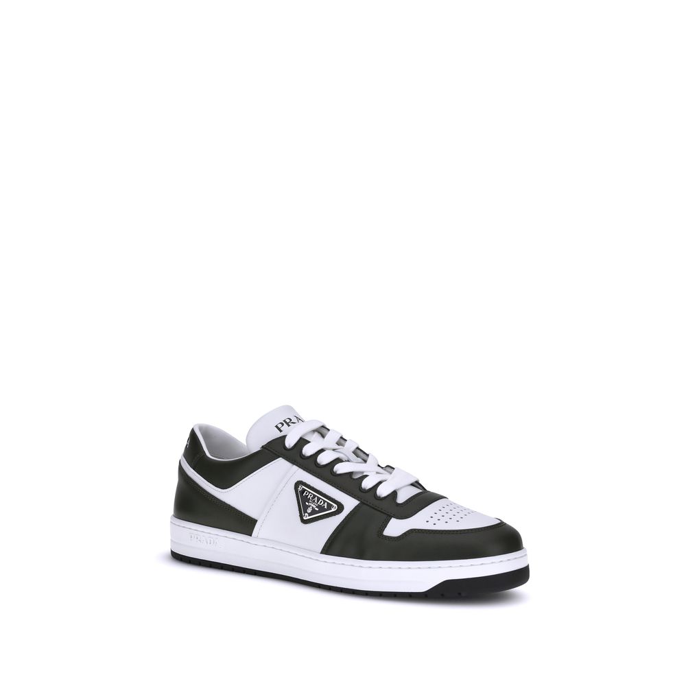 Prada Black Calf Leather Bos Taurus Low Top Sneakers