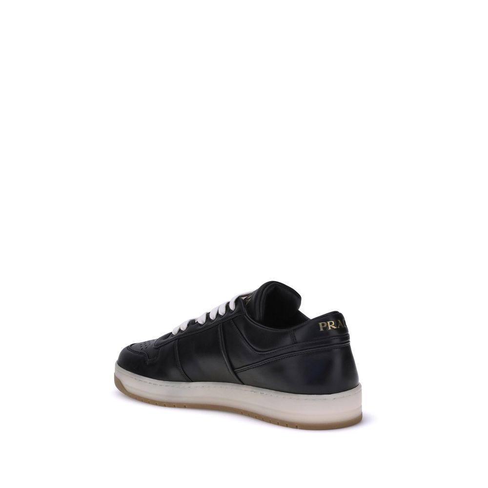 Prada Black Calf Leather Bos Taurus Low Top Sneakers