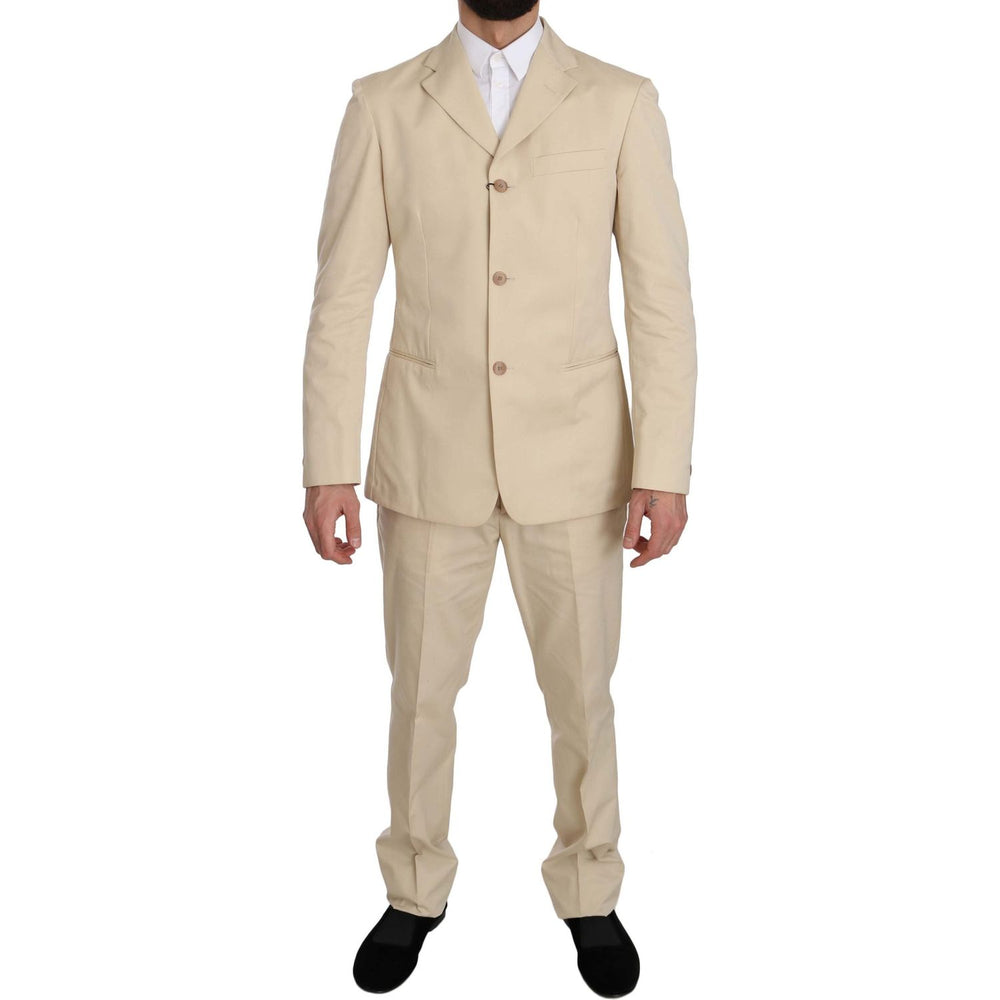 Romeo Gigli Beige Two-Piece Suit with Classic Elegance Suit Romeo Gigli Tan