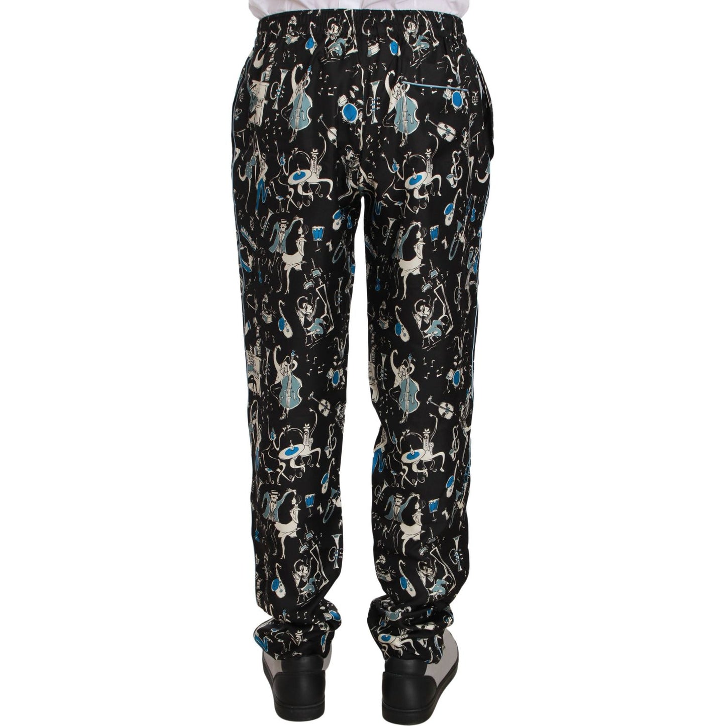 Dolce & Gabbana Black Musical Instrument Sleepwear Pants Jeans & Pants