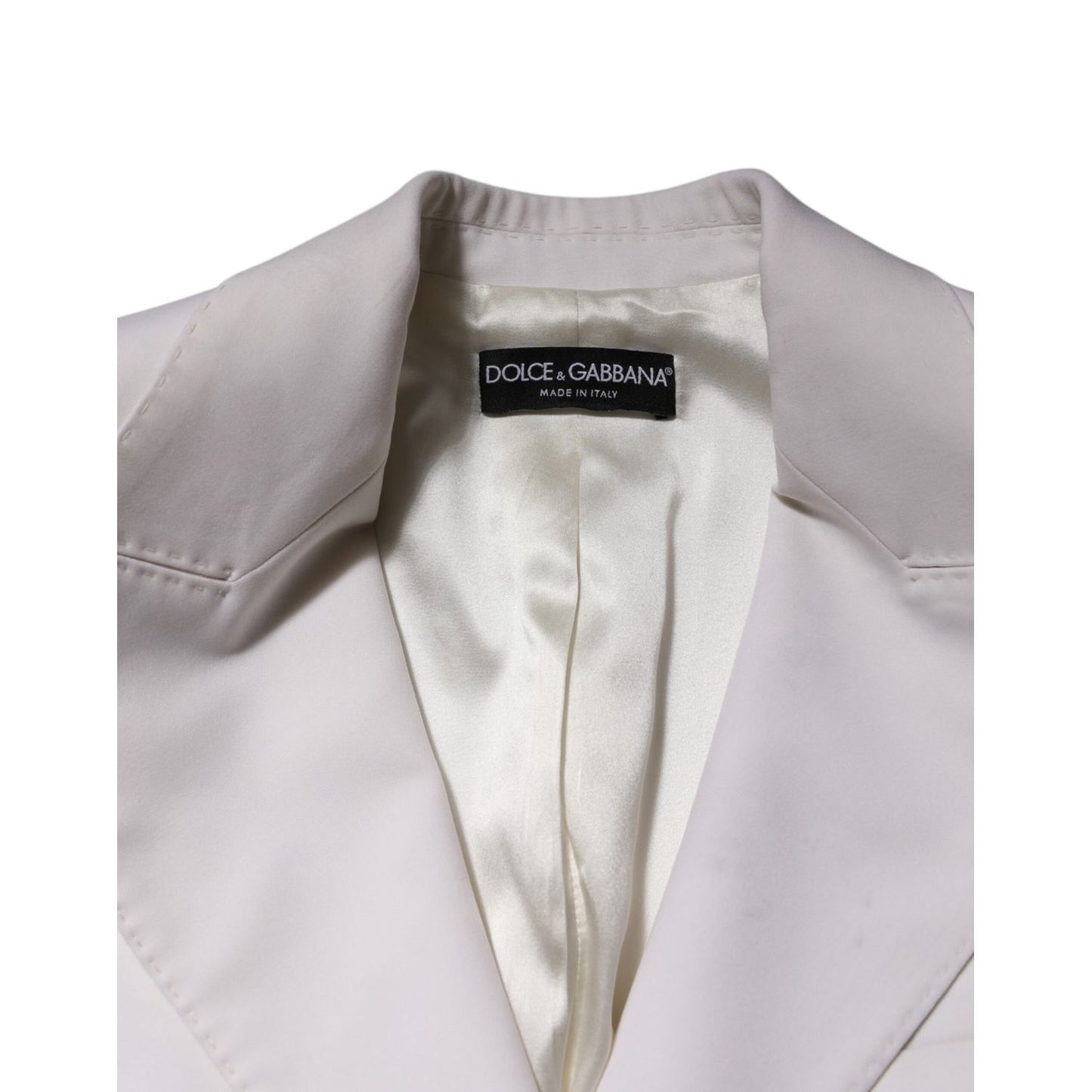 Dolce & Gabbana White Wool Single Breasted Women Coat Jacket