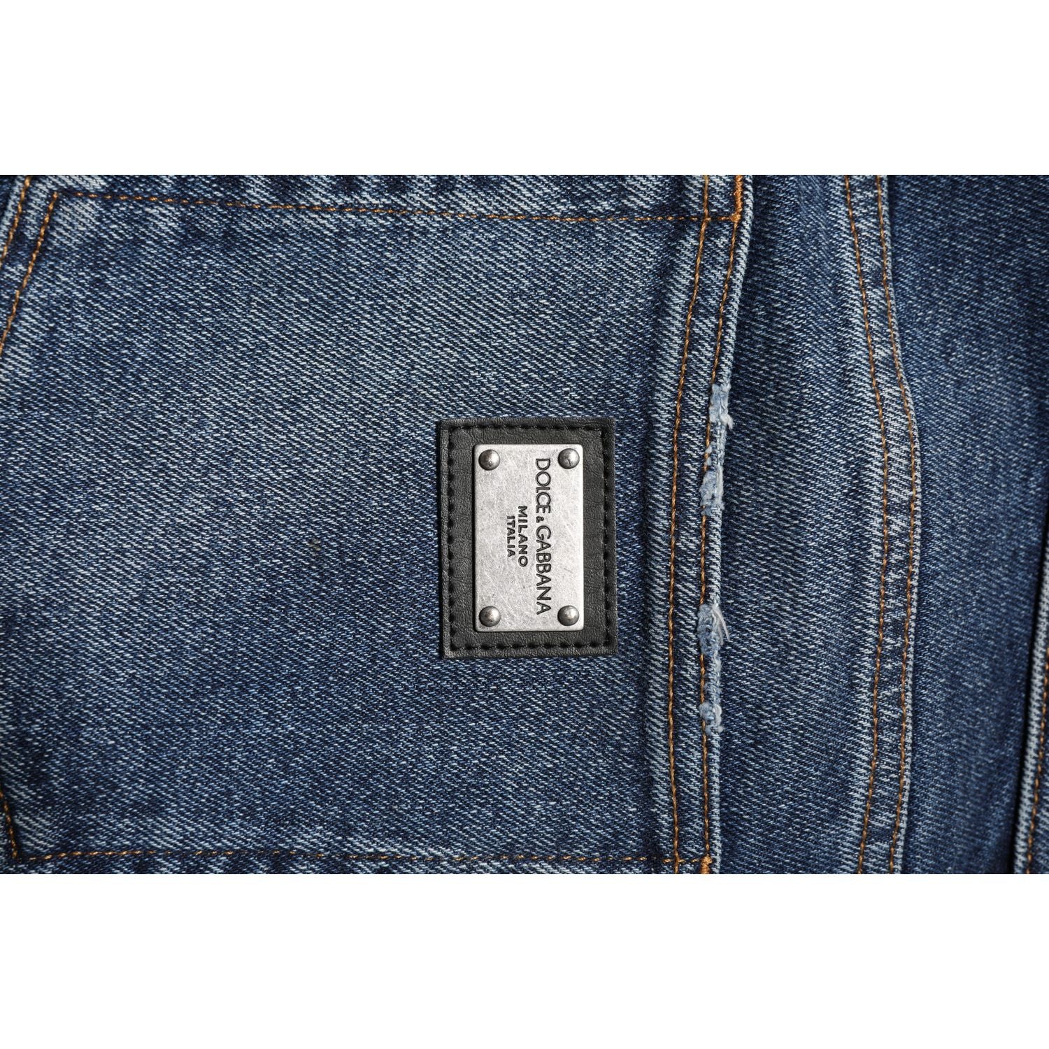 Dolce & Gabbana Blue Cotton Mid Waisted Straight Denim Jeans
