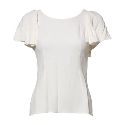 Dolce & Gabbana White Round Neck Short Sleeves Blouse Top