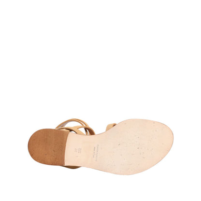 Alberta Ferretti Brown Flip Flops Zipper Ankle Strap Shoes