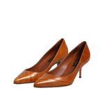 Dolce & Gabbana Brown Leather Stiletto Heel Pumps Shoes LA12632-36