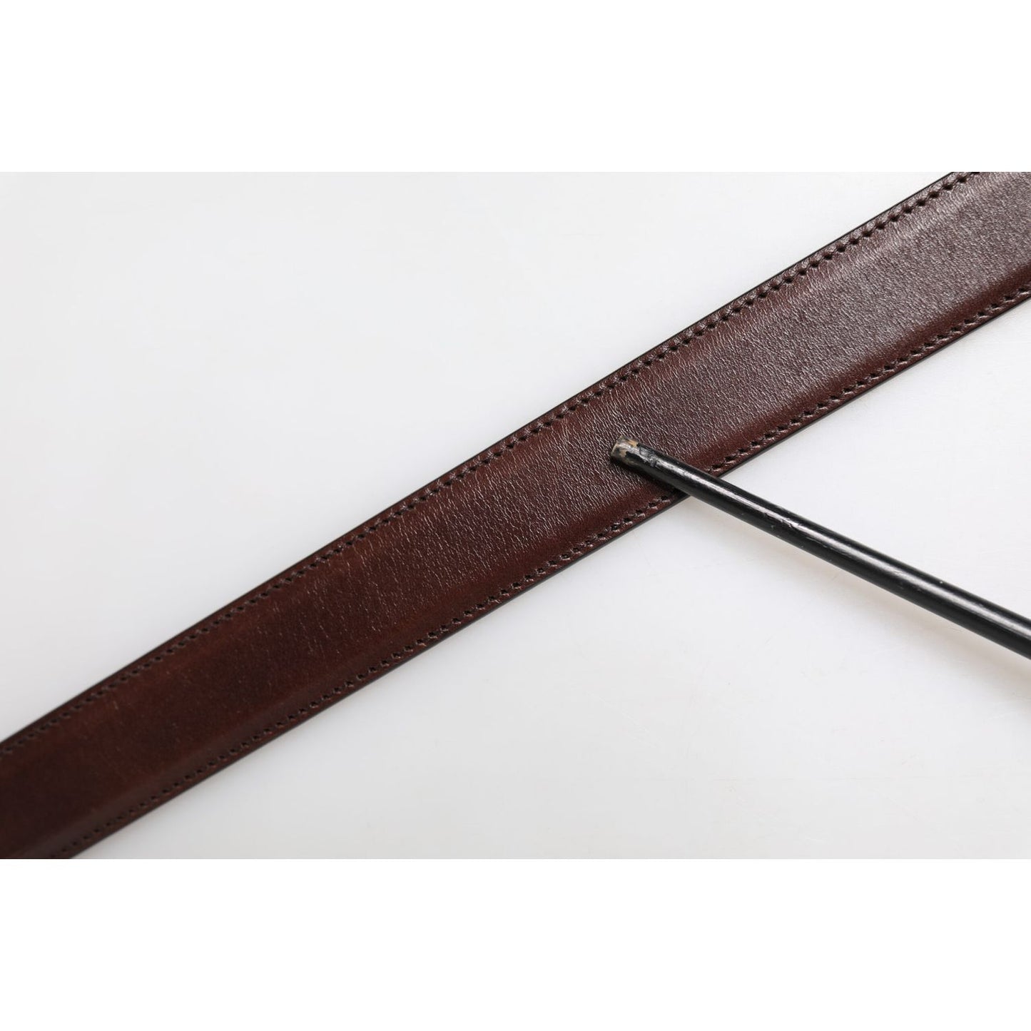 Dolce & Gabbana Brown Classic Silver Metal Logo Buckle Belt