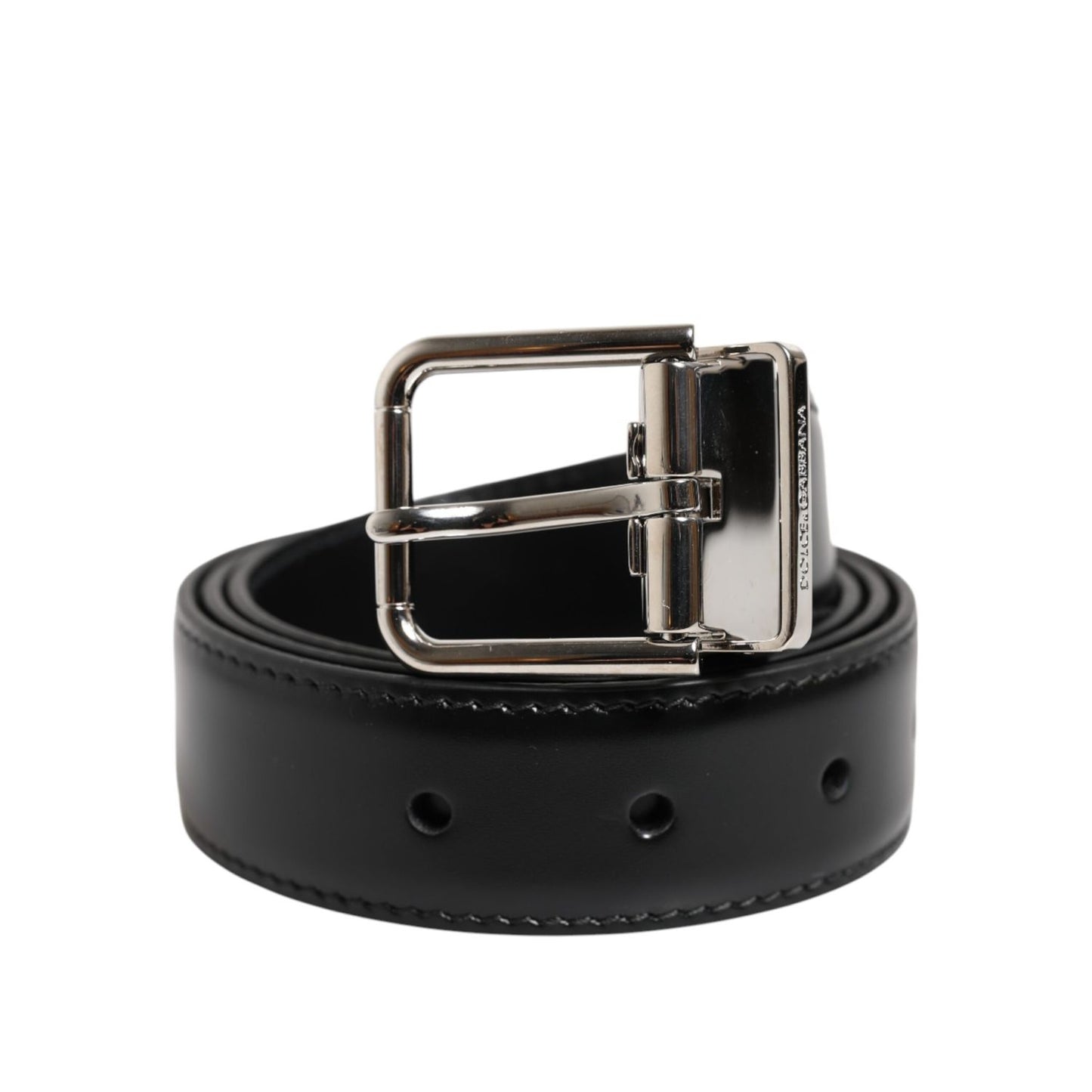 Dolce & Gabbana Black Classic Leather Metal Buckle Belt