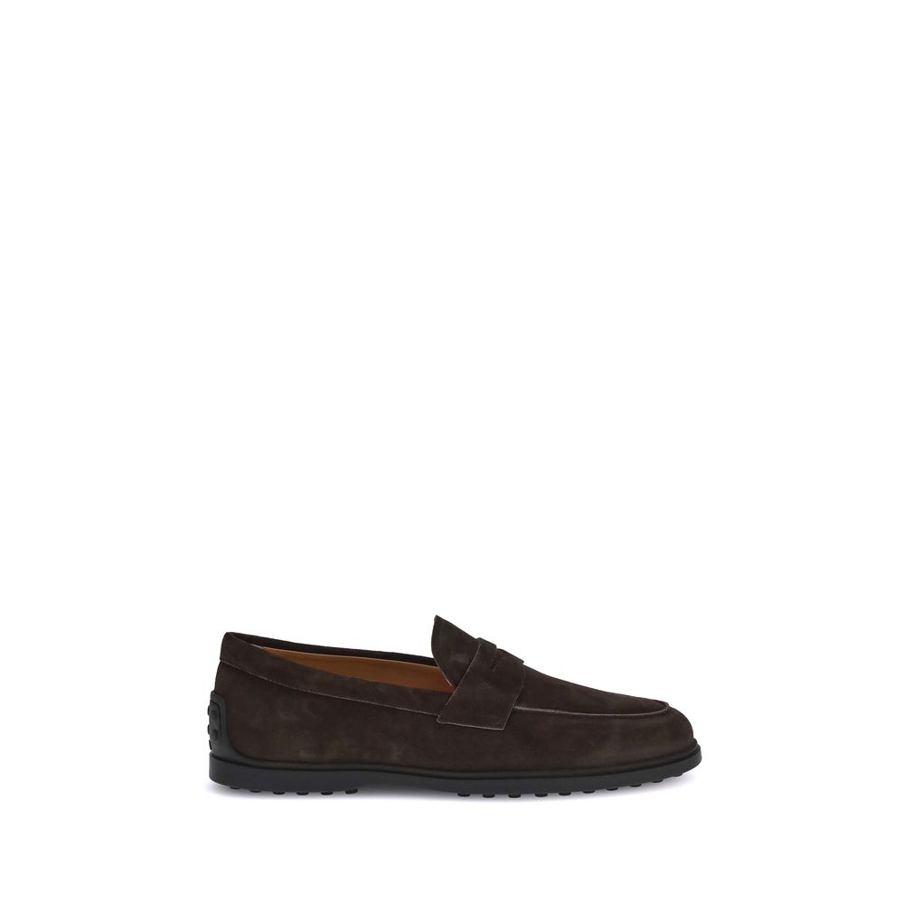 Tod's Brown Calf Leather Bos Taurus Slip-On Loafers