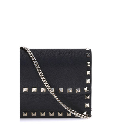 Valentino Garavani Black Calf Leather Bos Taurus Clutch Bag