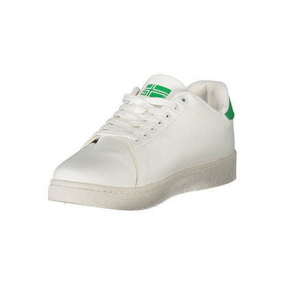 Norway 1963 White Polyester Men Sneaker with iconic logo and contrast details, showcasing bold sophistication and trendy exclusivity.
